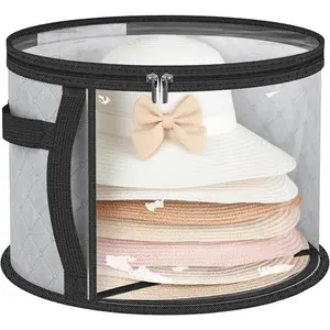 Oversized Clear Hat-Organizer Bag for Travel and Storage, Large Capacity Caps Cowboy Hat-Storage for Closet With Handles, Hat Box Storage for Women & Men (Grey)