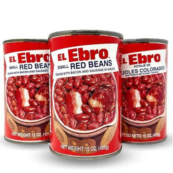 El Ebro Small Red Beans Potage with Bacon & Sausage, 3-Pack 15 oz Instant Canned Pantry Food