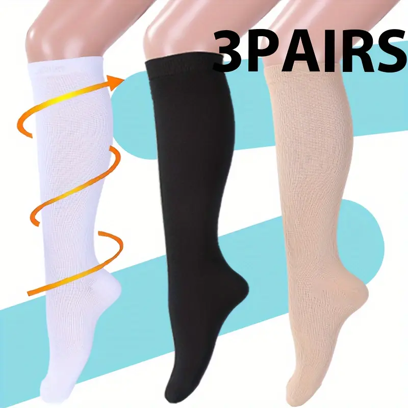3 Pairs Copper Compression Socks for Women and Men Circulation Support for Running, Nursing, Athletic