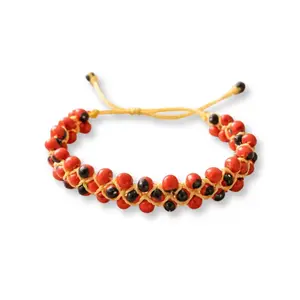 Bracelet de Peonia Ajustable, Peony Three layers of seeds Bracelet Adjustable, Huayruro Seeds Bracelet