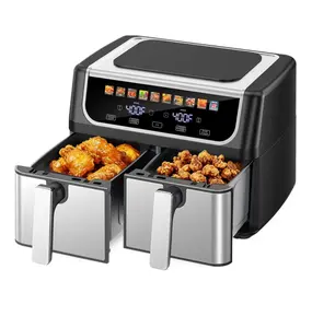 Dual Basket Air Fryer Oven, Digital Control, Clear-View Window, Versatile Air Fryer for Roasting, Baking, Reheating Healthy Meals