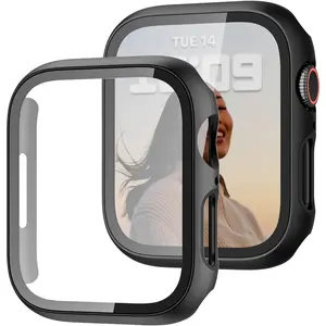 2 Pack Case with Tempered Glass Screen Protector for Apple Watch SE3(2025) SE2 Series 6/5/4/SE 40mm,JZK Slim Guard Bumper Full Coverage Hard PC Protective Cover Ultra-Thin Cover for iWatch 40mm,Black