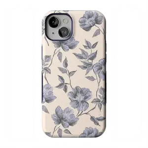 Casely iPhone 14 Plus Case | Ink & Iris | Vintage Floral | Bold Protective Design | Compatible with MagSafe
