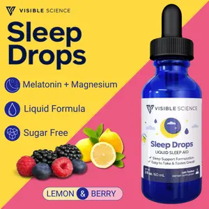 Melatonin Sleep Drops | Magnesium & Valerian Root Liquid Supplement | Berry Flavor | 2 fl oz | Easy-to-Take | Lab Tested Easy Consumption