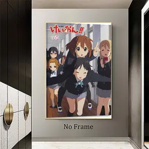 Cute School Girl Cartoon Canvas Wall Art, Youth Illustration Group Poster, Anime Style Room Decor, Dorm Bedroom Wall Decor, Unframed Canvas Poster