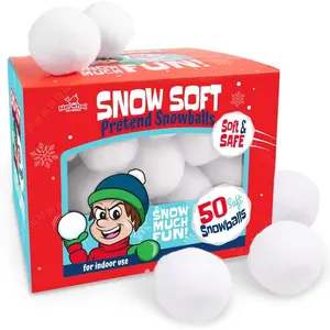 50 Pack Fun Fake Snowball for Kids 2 Inches - Artificial Snowballs Bulk for Indoor and Outdoor - Snow Ball for Decorations, Winter Toy Games Fights - Fun Christmas Party Activities