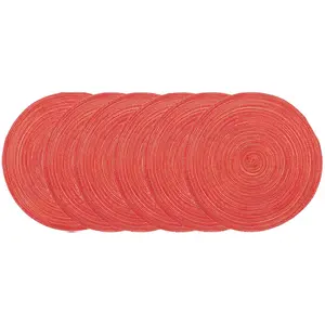 Set of 6 Round Woven Table Mats, 15 Inch Cotton Polyester Dining Table Pads, Perfect for Holiday Parties, Durable and Stylish Design