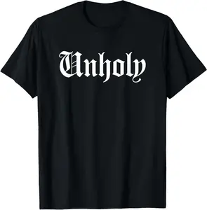 Men's 100% Cotton Unisex Short-Sleeve Round Neck Graphic T-Shirt - Natural, Fashion Goth, Punk Rock, Army, Atheist UNHOLY Themed Top