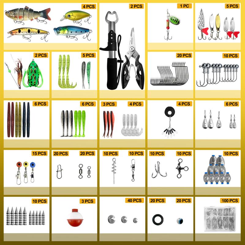 Fishing Lure Set, Crank Bait, Rotary Soft Plastic Worm Triple Hook Fish Hooks Lead Pendant Accessories, Durable Fishing Gear Kit, Artificial Fishing Lure