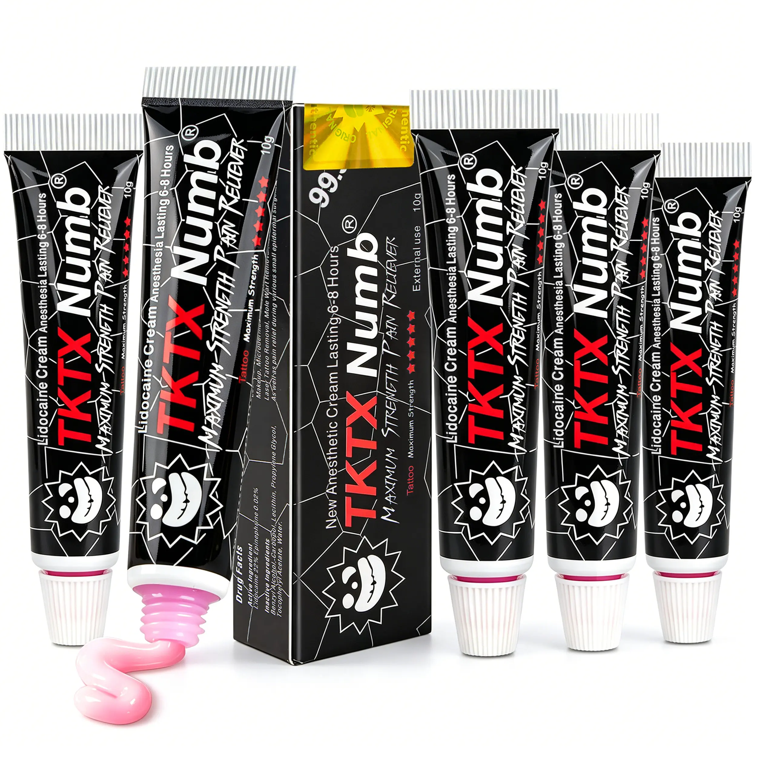4 Pack - TKTX Tattoo External Cream - 99.9% Limited Edition Very Strong Tattoo Numbing Cream, Relief Cream for Tattoos, Waxing, Microneedling (10g-Black).