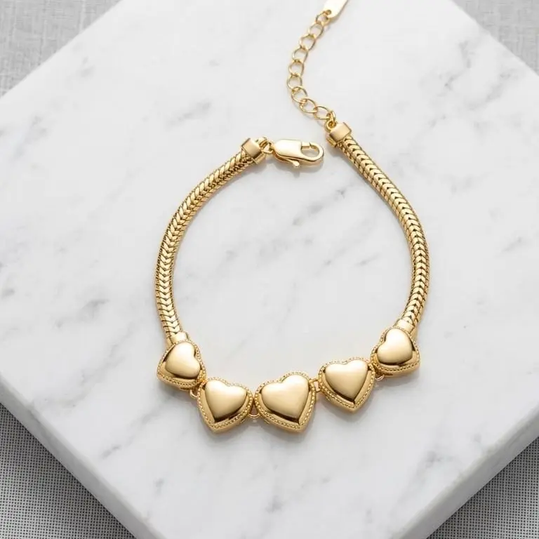 Elegant Heart Design Bracelet for Daily Wear, Size 6.5” to 8”, Perfect for Everyday Use, Beautiful Accessory