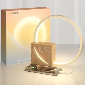 Sunrise Alarm Clock for Heavy Sleepers Adults, Wake-up Light, Sleep Aid 10 White Noise Sound Machines with 30/60/90 Timer, 3 Level Dimmable Touch Table Lamp with Snooze USB Charger Port