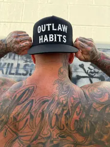 OUTLAW HABITS BLACK FLAT BILL HAT