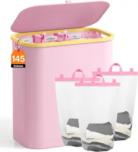 Hampers for Laundry Basket with Lid, 145L  3 Section Clothes Divided Organizer for Bedroom, Laundry Room, Dirty Clothing Hamper,