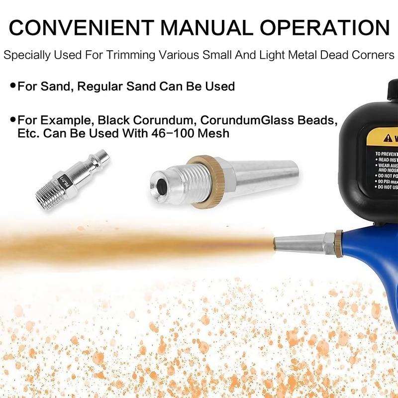 Handheld Gravity Sandblaster Gun, Dual-Mode Rust & Paint Remover, Metal Wood Concrete Surface Cleaner, Industrial Tungsten Nozzle, Portable Sand Blasting Kit for Auto Repair, Construction Polishing.