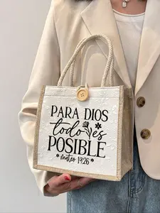 Christian Themed Tote Bag,PARA Letter Pattern,Reusable Printed Women's Tote Handbag,Casual Tote Bag, Daily Commuting Bag,Suitable For Commuting,School And Shopping,Gift For Friends And Besties,Easter Bonus,Perfect Choice For Vacation And Festival