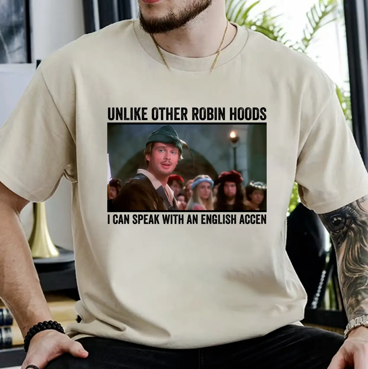 Unlike Other Robin Hoods I Can Speak With An English Accent Shirt, Men In Tights Movie Quote Parody Tee, 90s Comedy Fan Gift
