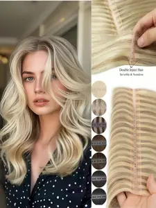 Xo Hole Weft Human Hair Extensions Real Human Hair Seamless Lightweight Xo Hole Weft Structure Secure Fit All-Day Wear Easy Apply & Remove Reusable Natural Smooth Hairstyle No Shedding No Tangling Perfect for Daily Life Prom Party Cosplay
