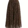 【Black Friday】Women's Leopard Print Elastic Waist A-Line Skirt, Elegant Long A-Line Skirt, Woven Fabric, Moderate Thickness for All Seasons Wear