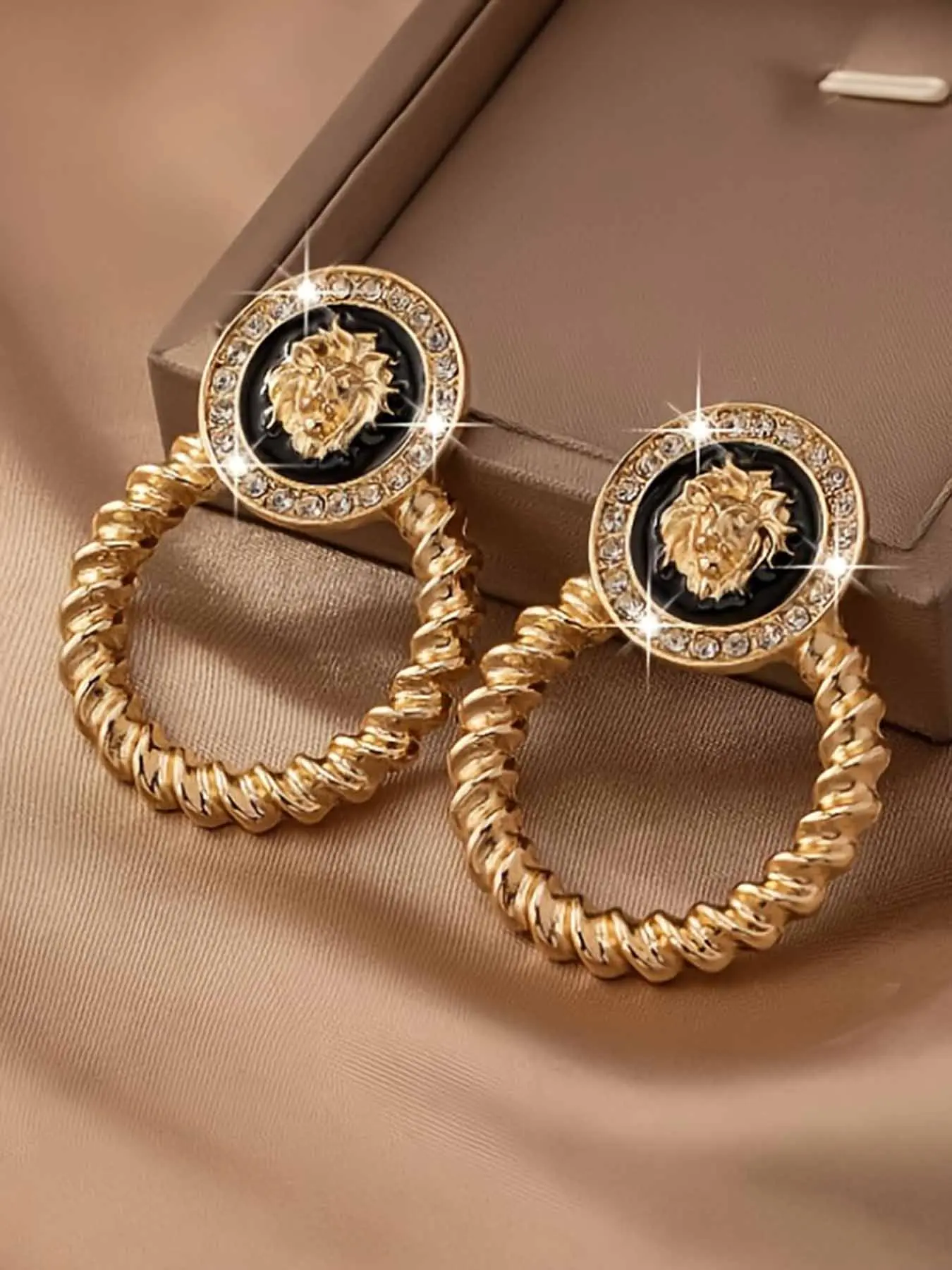 Lion Head Design Hoop Earrings, Statement Hoops Earrings, Fashionable Jewelry for Women, Trendy All-match & Exquisite Jewelry for Birthday Gift, Fashionable Jewelry Accessories