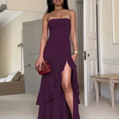 Maryska Strapless Maxi Dress Purple - TikTok Shop