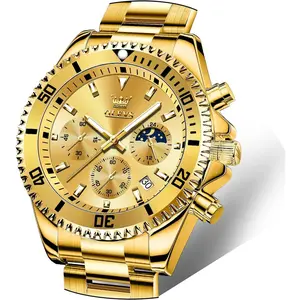 OLEVS Mens Watches Big Face Stainless Steel Waterproof Date Analog Quartz Watches Fashion BusinessWrist Watches for Men-