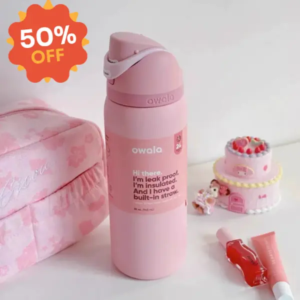 OWLA 32oz Big Bow Insulated Water Bottle with Straw, Kitchenware Drinkware