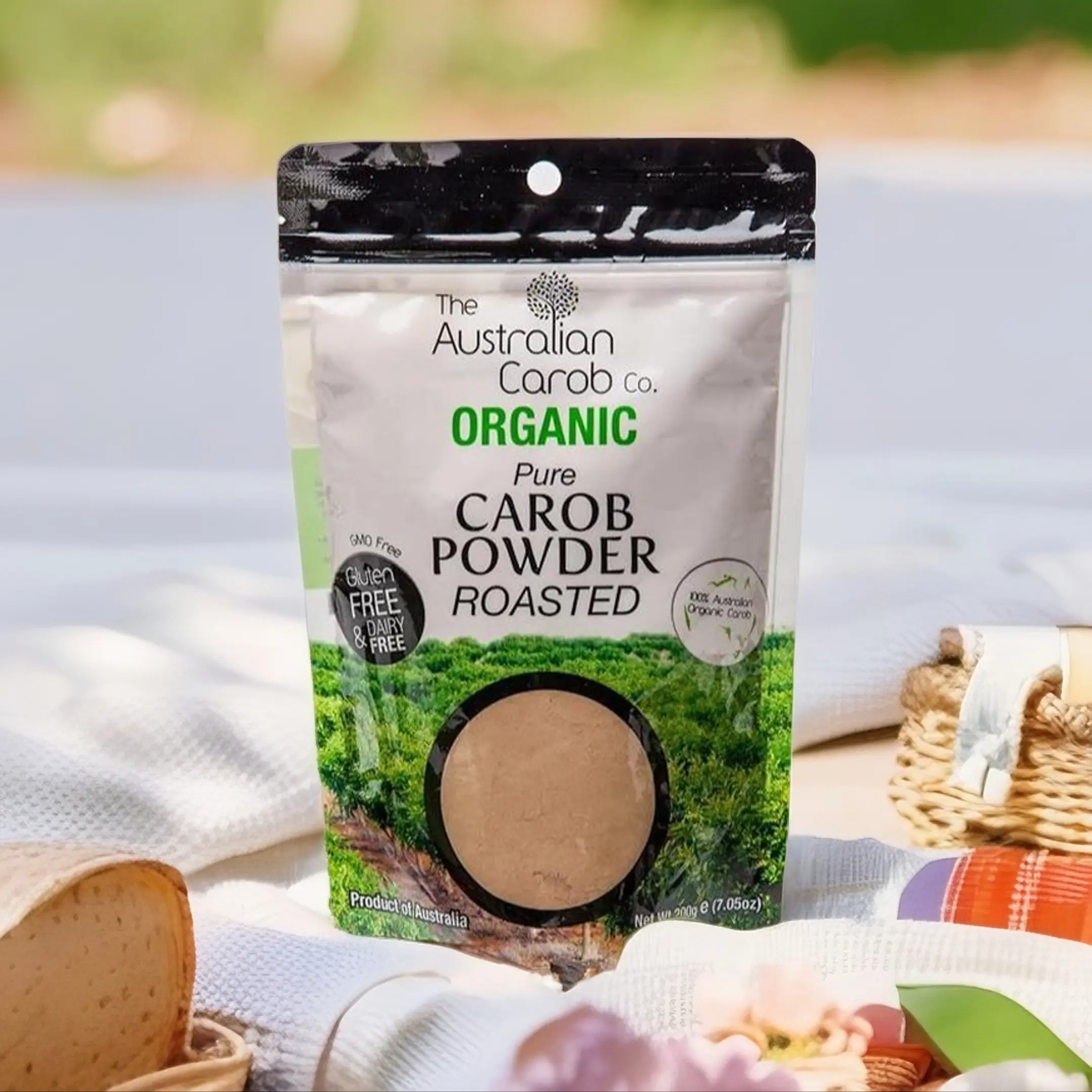 Australian Carob Roasted Powder Organic 200g - Organic, Iron, Calcium, Dietary Fiber, Cholesterol Free, Suitable for Various Recipes - Flour