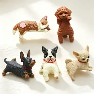 5pcs Dog Figurines, Realistic Plastic Puppy Figurines, Hand Painted Tiny Dogs, Car Accessories, Computer Monitor Decor, Animal Toys