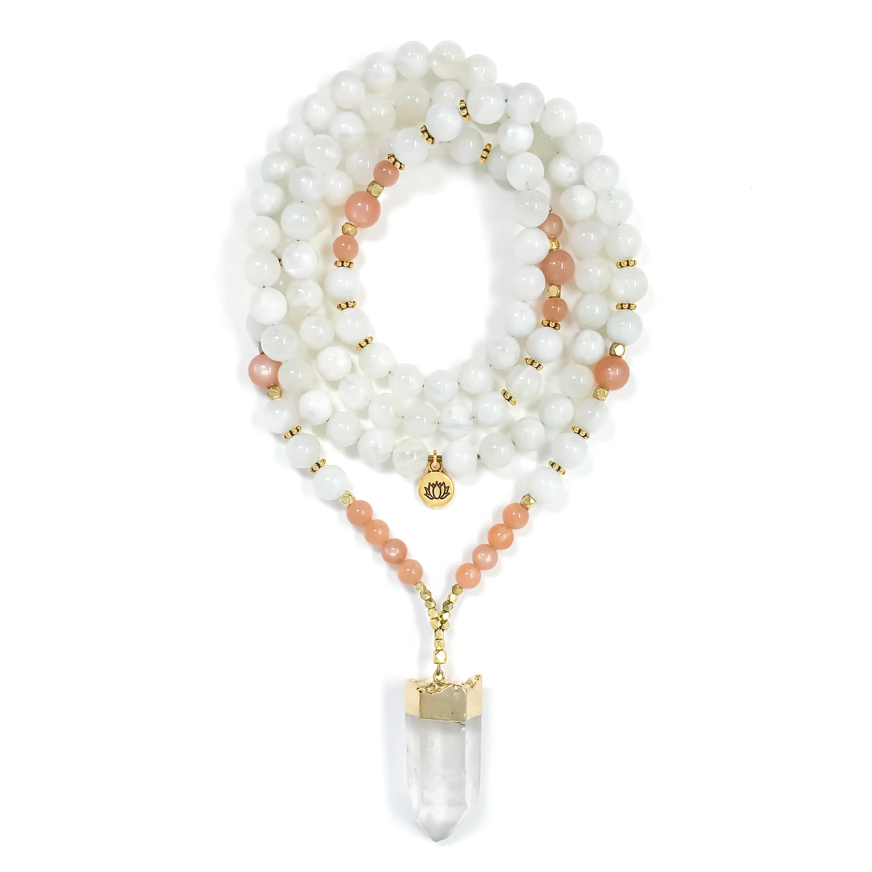 I Am Divine Feminine: Moonstone & Sunstone Mala Necklace