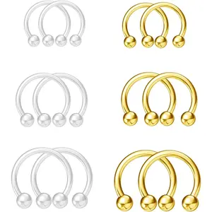Clear& Septum Rings 16g 18g Septum Nose Rings for Women Men Horseshoe  Septum Ring Kit for  Work Clear   12 count