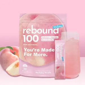 Rebound 100 Electrolytes for Daily Hydration - Sugar Free with 6 Essential Electrolytes and Vitamin B & Vitamin C, Natural Antioxidants for Daily Recovery and Fitness (Lutein, Probiotics, Enzymes), Peach Flavor, W1