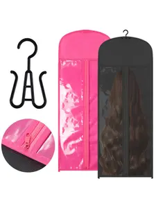 Wig Storage Bag Dustproof Packaging Bag, 1 Piece Organizer Tool Kit with Hanger Plastic Zipper Design, Essential for Wigs and Accessories