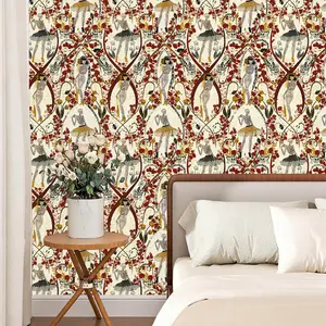 Gothic Peel and Stick Decorative Wallpaper - Dark Vintage Romantic Skull Ballerina & Floral Vine | Removable No Residue Self-Adhesive for Home Decor, Dorm, Kitchen & Furniture Makeover | 44cm*11.71inch, Floral Wallpaper