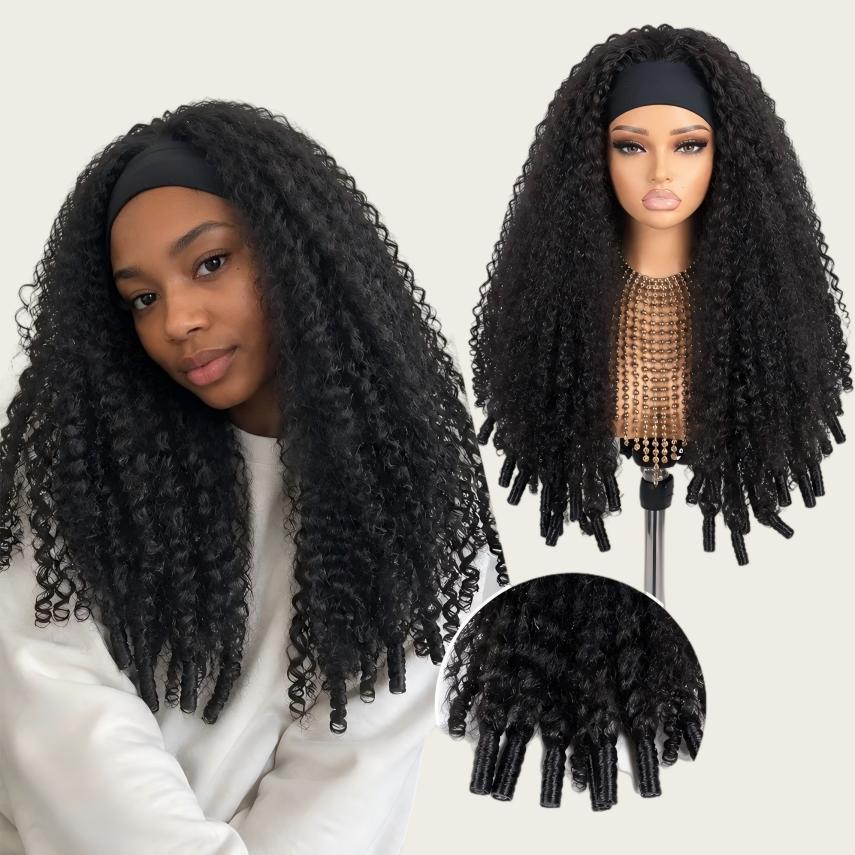 Burmese Curly Headband Wig Human Hair Glueless Wig Bling Hair No Gel No Glue Full Machine Made Wig with Headband 180% Density All Day Wigs for Beginners Friendly Summer Wig #SummerWins #DealsForYouDays