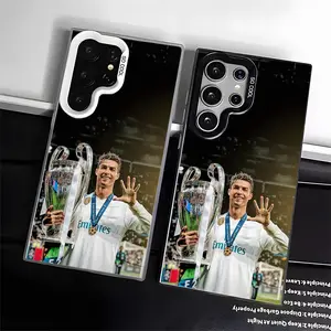 Casing For SAMSUNG GALAXY S22 S23 S24 FE ULTRA Ronaldo Black and white Stylish Acrylic Shockproof Protection Anti-Drop Phone Cases Shell Cover
