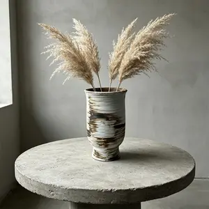 Japanese Wabi Sabi Handmade Ceramic Vase, Vintage Brushed Texture, High-End Antique Art Decor, Home Decor Accessory, Dry Branches & Reeds Holder, Style Home Decoration