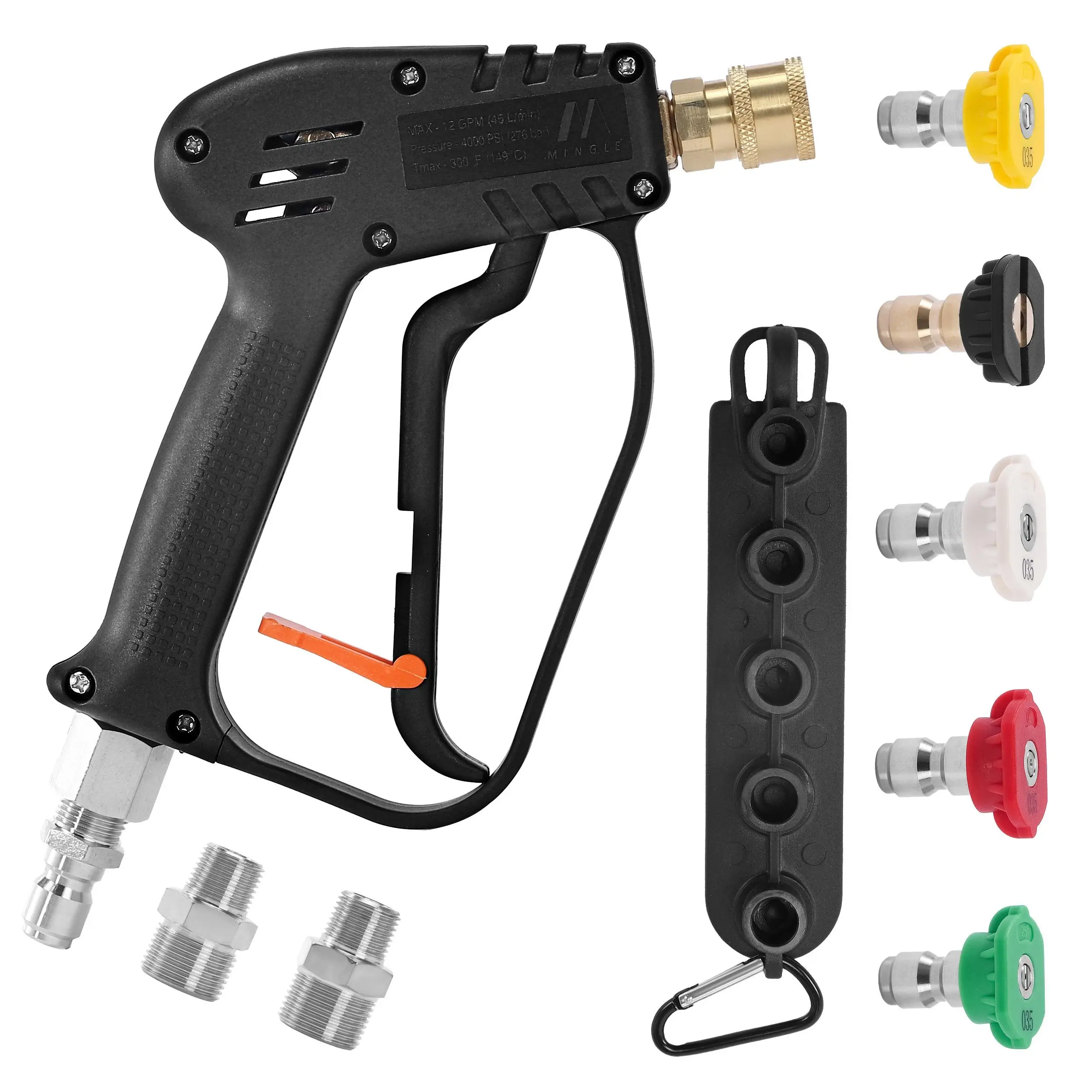 M Mingle Handheld Foam Cannon Foam Lance - 360° Swivel Lance, High Pressure Washer Tool, Universal Fit, 3 Fitting Adapters (3/8'' Quick Connect, M22 14mm-M22 15mm), Stainless Steel Black Car Wash Accessory, Father's Day Gift Option, DealsForYouDays, Car W