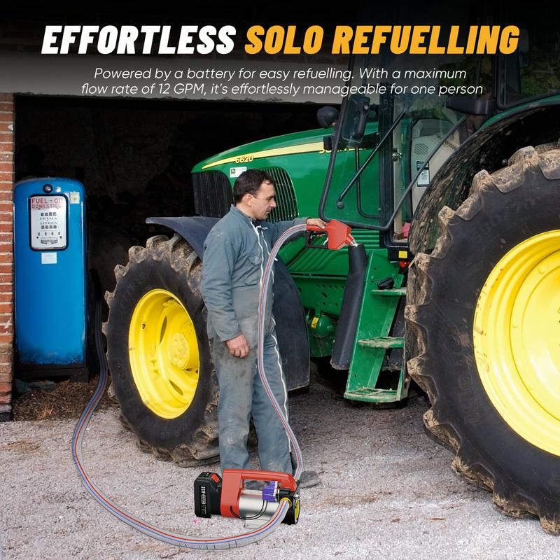 Portable Diesel Transfer Pump, TaskStar Battery Powered 12GPM Cordless Fuel Pump Kit w/ 4.0Ah Battery, Nozzle&Hose for Diesel, Kerosene& Biodiesel