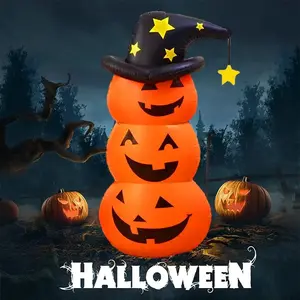 Festive Inflatable Pumpkin and Ghost Duo for Halloween, Easy-Setup Outdoor Decorations, No Electricity Required, Durable and Weather-Resistant