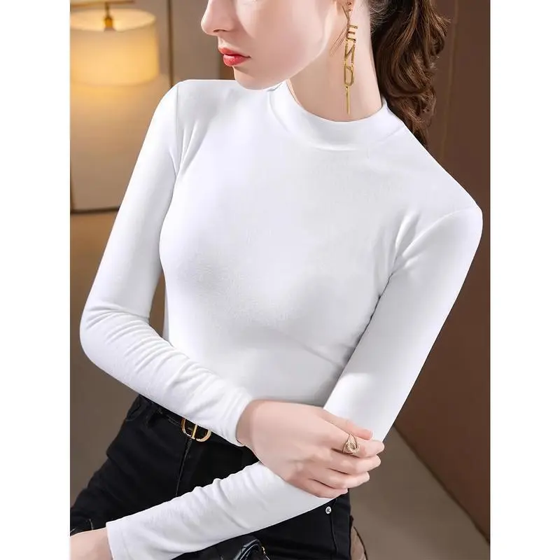 Warm Base Shirt for Women, New Long Sleeved Inner Layer for Autumn And Winter Top for Women, Semi High Neck Slim Fit Warm Underwear