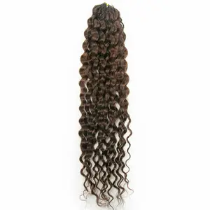 YWIGS Brown Crochet Human Hair for Miracle Knots Braids #4 Human Crochet Hair Pre-Separated Water Wave Crochet Hair 4-5 Bundles Recommended for a Full Head 60 grams/ bundle