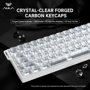 Aula Carbon Fiber Keycaps, PC Transparent Material, Side Characters, High-End Design, Compatible with Multiple Keyboard Layouts