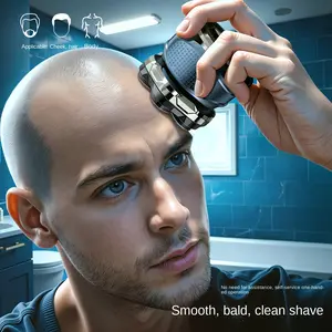 Magnetic Rotating 7-Blade Bald Head Shaver - Full-Body Washable Hair Clipper with Type-C Fast Charging
