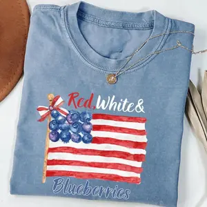 Red, White and Blueberries T-Shirt, Blueberry Budget CK Inspired USA T-Shirt
