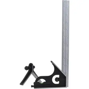SPI 13-266-2 12" 3-Piece Combination Square Set, Office Measuring Tool for Angle Measurement, 1/100,1/32,1/50 & 1/64" (16R) Graduation, Hardened Steel Blade, Cast Iron Center & Square Heads