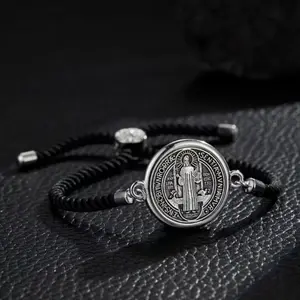 Elegant San Benito Bracelet with Zinc Alloy Pendant Perfect Religious Gift for Men and Women All-Year Beach Accessory Silver Cross Anklet
