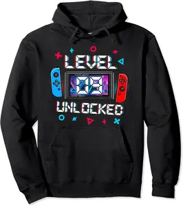 Level 9 Unlocked Gamer 9th Birthday Gift Video Game Boys Pullover Hoodie - Jaheimca Shop 68B0CTKJS85V