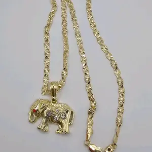 Elephants beautiful necklace clear stone's regular style 18"inches 24"inches available GOLD-PLATED
