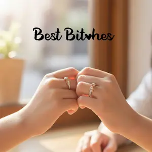 2pcs Infinity Friendship Rings Set  White Gold Plated & Adjustable - The Perfect "Best Bitches" Pinky Promise Gift